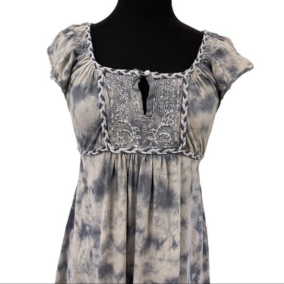 RXB Gray Flutter Sleeve Tie Dye Mini Dress Sz S - Picture 2 of 12